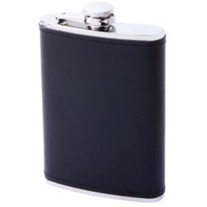 Flask: With Solid Genuine Leather Wrap