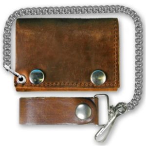 Leather Trifold Wallet Distressed Brown