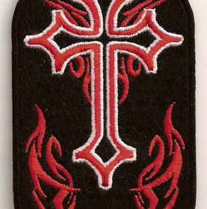 Cross with Red Flames