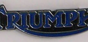 Triumph Blue Script Pin
