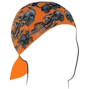 Orange Tribal Skull Head Wrap