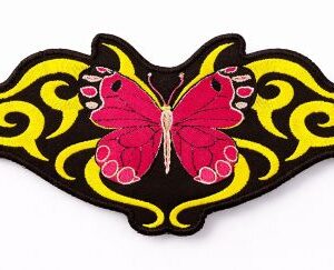 Butterfly Pink With Yellow Tribal Swirls Patch