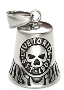 Live To Ride Skull Flame Stainless Steel Bell