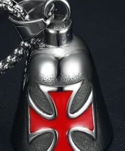 Red & Black Iron Cross Stainless Steel Bell