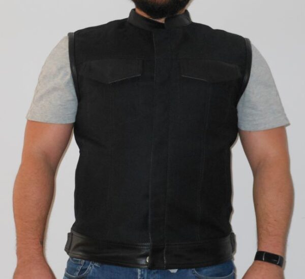 Bikers Attic Denim with Leather Trim Vest - Image 3